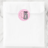 FAB 40e verjaardag ROZE ZWART WIT ZEBRA PRINT Ronde Sticker (Tas)