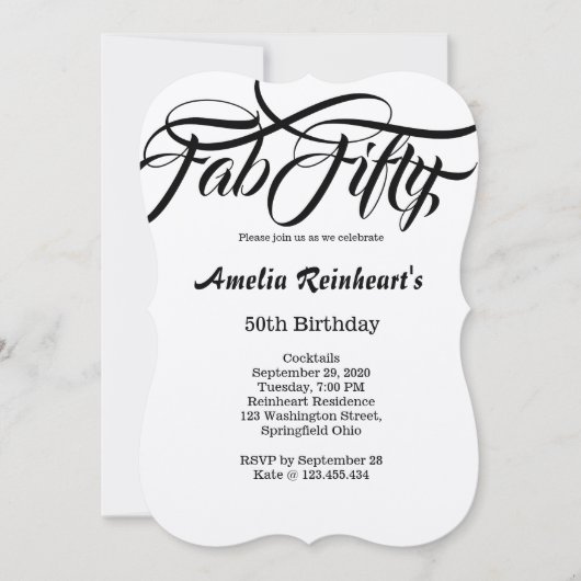 Fab 50 verjaardagsfeestje kaart (Voorkant)