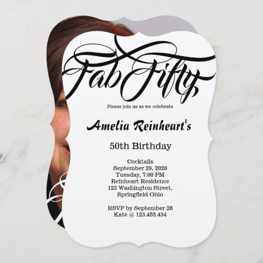 Fab 50 verjaardagsfeestje kaart (Voorkant / Achterkant)