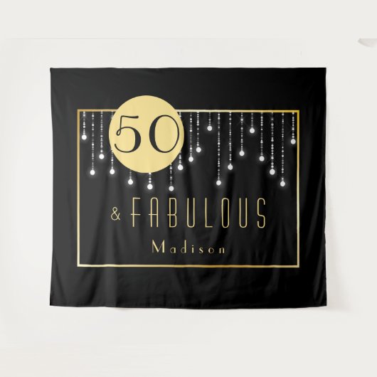 Fab 50e Verjaardag Cool Fun Zwart Tapijt Wandkleed (Voorkant (horizontaal))