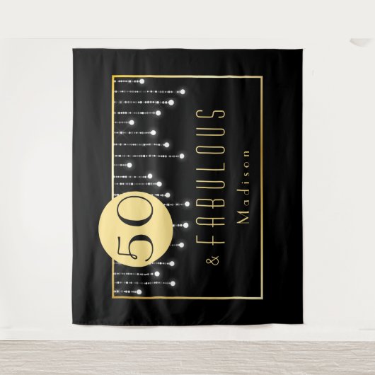 Fab 50e Verjaardag Cool Fun Zwart Tapijt Wandkleed (Voorkant)