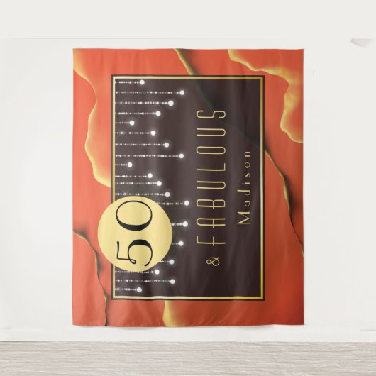 Fab 50ste verjaardag Cool Elegant Sinaasappel wand Wandkleed (Voorkant)