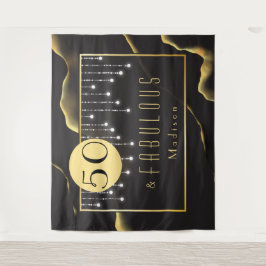 Fab 50ste verjaardag Cool Inky Zwarte Tapijt Wandkleed