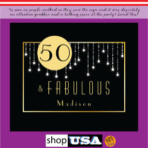 Fab 50th Birthday Cool Fun Black Tapestry Wandkleed