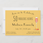 Fab 50th Birthday Elegant Red Invitation Kaart (Achterkant)