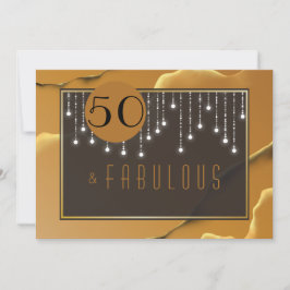 Fab 50th Birthday Gold Fun Invitation Kaart