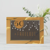 Fab 50th Birthday Gold Fun Invitation Kaart (Staand voorkant)
