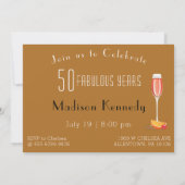 Fab 50th Birthday Gold Fun Invitation Kaart (Achterkant)