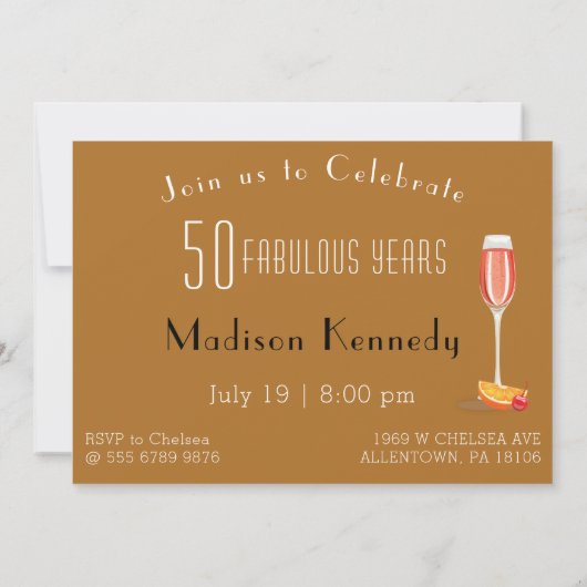 Fab 50th Birthday Gold Fun Invitation Kaart (Achterkant)