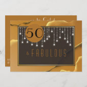 Fab 50th Birthday Gold Fun Invitation Kaart (Voorkant / Achterkant)