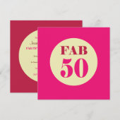 Fab 50th Birthday Invitation Kaart (Voorkant / Achterkant)
