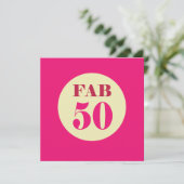Fab 50th Birthday Invitation Kaart (Staand voorkant)