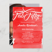 Fab 50th Birthday Party Modern Chic Red Kaart (Voorkant / Achterkant)