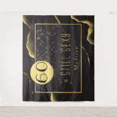 Fab 60ste verjaardag Cool Inky Black Tapestry Wandkleed (Voorkant)