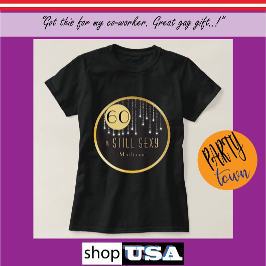 Fab 60th Birthday Cool Fun Zwart T-shirt