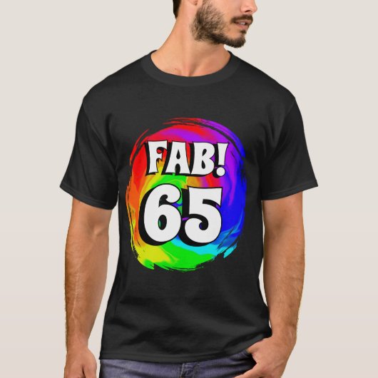 Fab! 65 Kleurrijke Hittegolf Swirl Verjaardagsfees T-shirt (Voorkant)