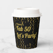 Fab Black en Gold Ribbons 50e verjaardag Papieren Bekers (Achterkant)