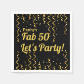 Fab Black en Gold Ribbons 50e verjaardag Servet (Voorkant)