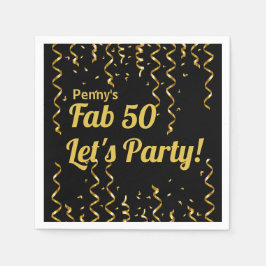 Fab Black en Gold Ribbons 50e verjaardag Servet