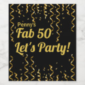 Fab Black en Gold Ribbons 50e verjaardag Wijn Etiket (Enkel label)