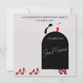 Fab Black Glam Fashionist Rode Schoenen Verjaardag Kaart