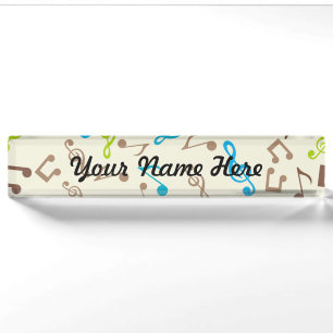 Fab Blue en Green Muzieknoten Naambordje