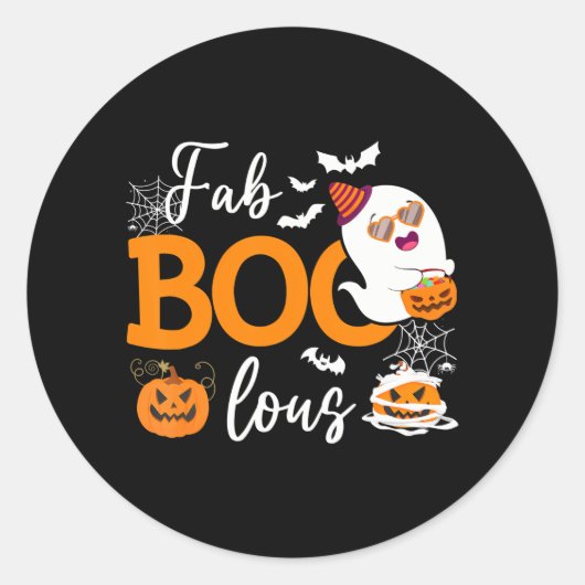 Fab Boo Lous Cute Ghost Halloween Ronde Sticker (Voorkant)