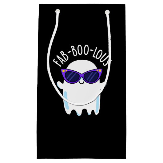 Fab-Boo-Lous Funny Ghost Pun Dark BG Klein Cadeauzakje (Voorkant)