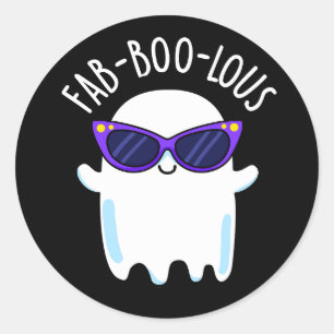 Fab-Boo-Lous Funny Ghost Pun Dark BG Ronde Sticker