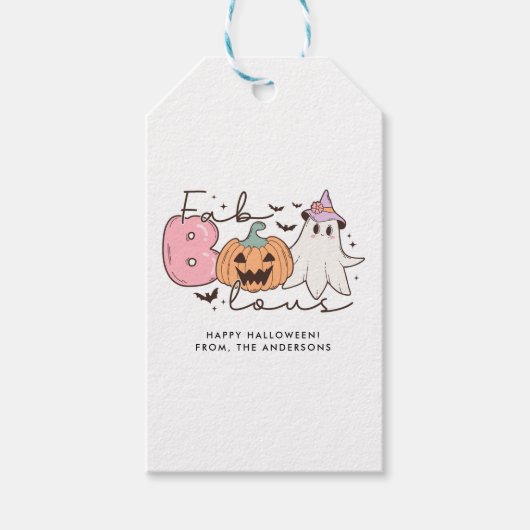 Fab-boo-lous Retro Groovy Halloween Cadeaulabel (Voorkant)