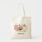 Fab-boo-lous Retro Groovy Halloween gepersonalisee Tote Bag (Voorkant)