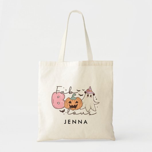 Fab-boo-lous Retro Groovy Halloween gepersonalisee Tote Bag (Voorkant)