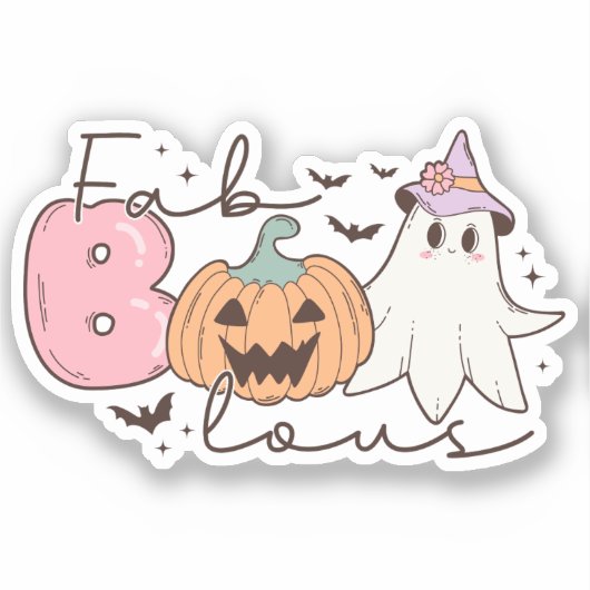 Fab-boo-lous Retro Groovy Halloween Sticker (Voorkant)