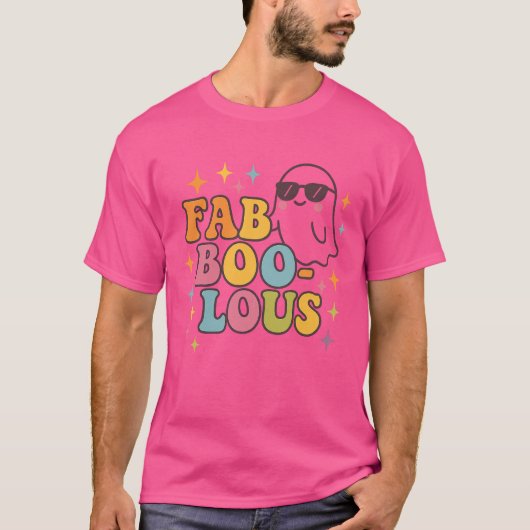 Fab-BOO-lous Retro Halloween Ghost Design T-shirt (Voorkant)