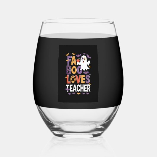 Fab Boo Lous Retro Halloween Wijnglas Zonder Voet (Voorkant)