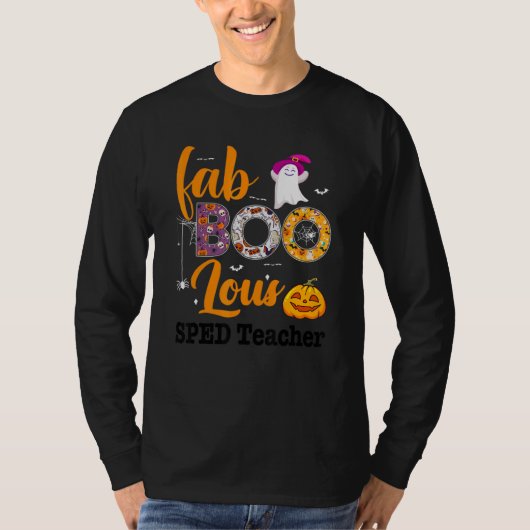 Fab Boo Lous Sped Teacher Leopard Spooky Halloween T-shirt (Voorkant)