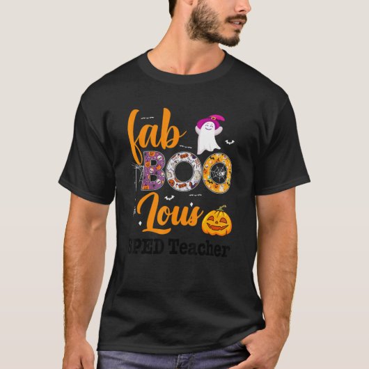 Fab Boo Lous Sped Teacher Leopard Spooky Halloween T-shirt (Voorkant)