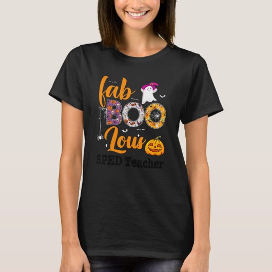 Fab Boo Lous Sped Teacher Leopard Spooky Halloween T-shirt (Voorkant)