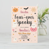 Fab-BOO-Lous Vier Kinder Halloween Verjaardag Uitn Kaart (Staand voorkant)