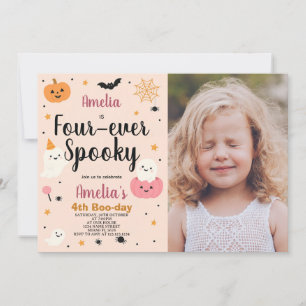 Fab-BOO-Lous Vier Kinder Halloween Verjaardag Uitn Kaart