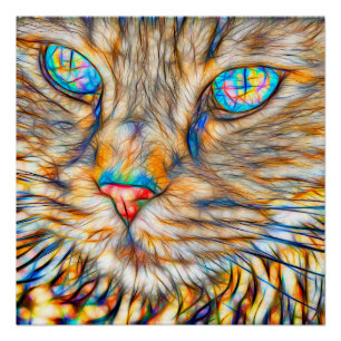 Fab Cat art. 20 x 20 inch, Poster papier (halfglan