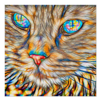Fab Cat art. 20 x 20 inch, Poster papier (halfglan