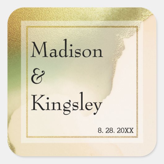 Fab Chartreuse Abstract Amazing Wedding Vierkante Sticker (Voorkant)