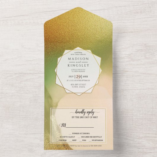 Fab Chartreuse 💚 Abstracte ongelooflijke budget W All In One Uitnodiging (Binnen)