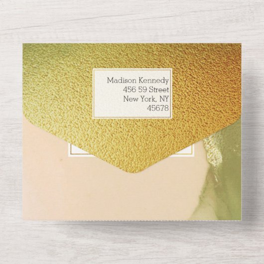 Fab Chartreuse 💚 Abstracte ongelooflijke budget W All In One Uitnodiging (Achterkant)