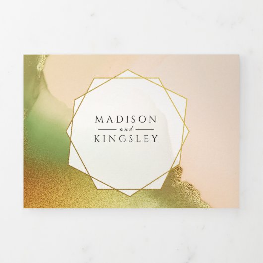 Fab Chartreuse 💚 Abstracte ongelooflijke budget W Drieluik Uitnodiging (Cover)