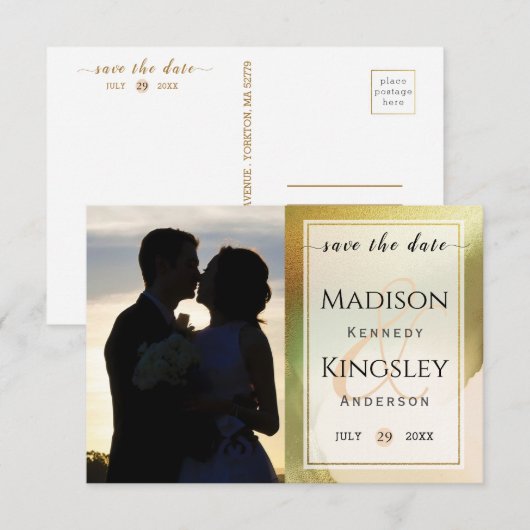 Fab Chartreuse 🤵 Trouwbudget voor een Bold & Styl Save The Date (Voorkant / Achterkant)