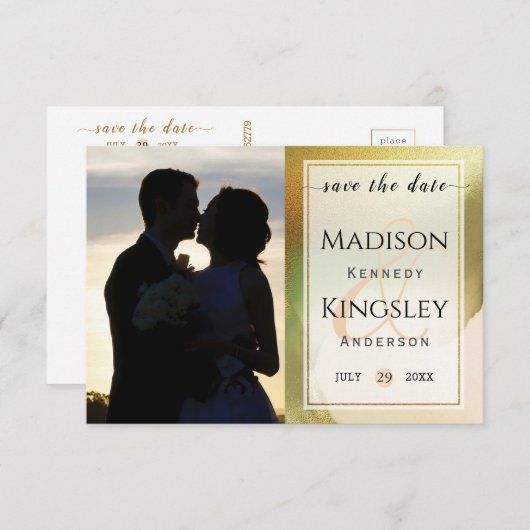 Fab Chartreuse 🤵 Trouwbudget voor een bruiloft me Save The Date (Voorkant / Achterkant)