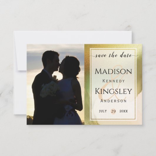 Fab Chartreuse 🤵 Trouwde op budget: dapper en sti Save The Date (Voorkant)