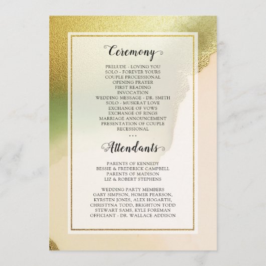 Fab Chartreuse 🤵 Vet & Stijlvol Budget Wedding Programmakaart (Achterkant)